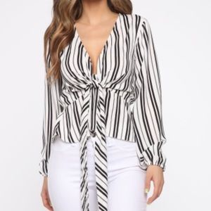 Black and white stripe plus size top Fashion Nova